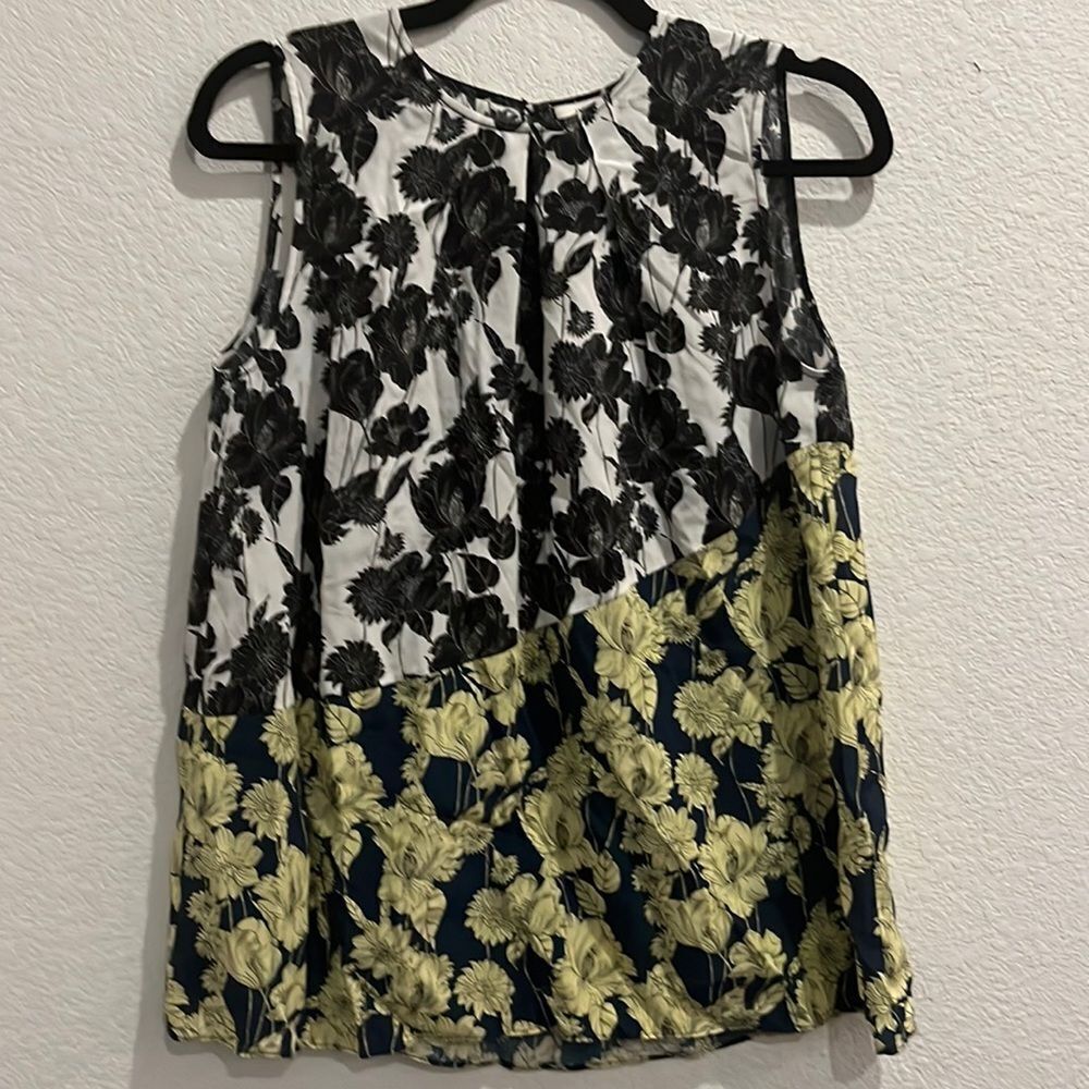 Jason Wu COLOUR-BLOCKED SLEEVELESS FLORAL TOp NEW
